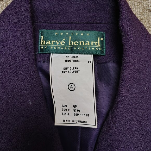 VINTAGE HARVE BENARD Trench Coat Women Petite 4P Wool Classic Tailored Flawed - Picture 2 of 12